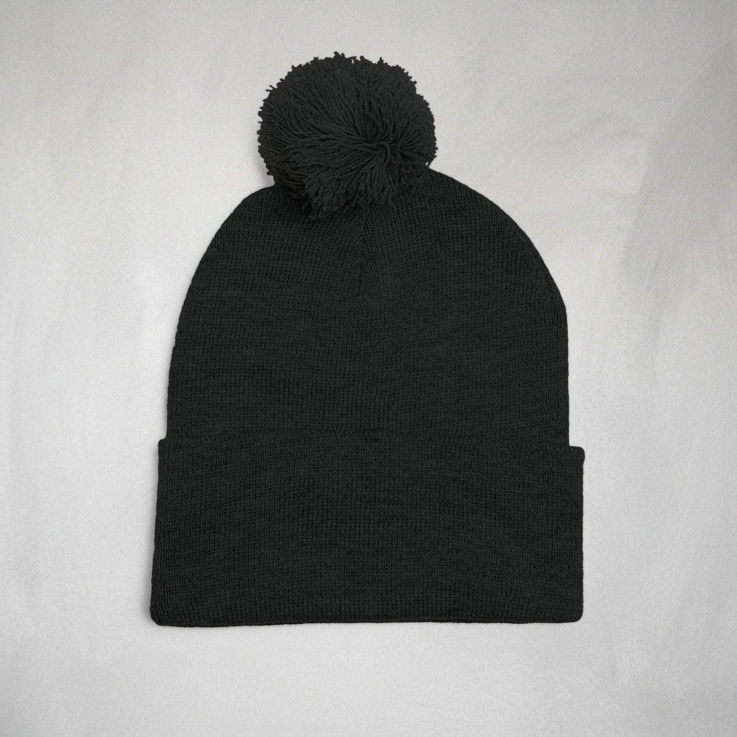 Embroidered Pom-Pom Knit Cap — Cozy Winter Beanie