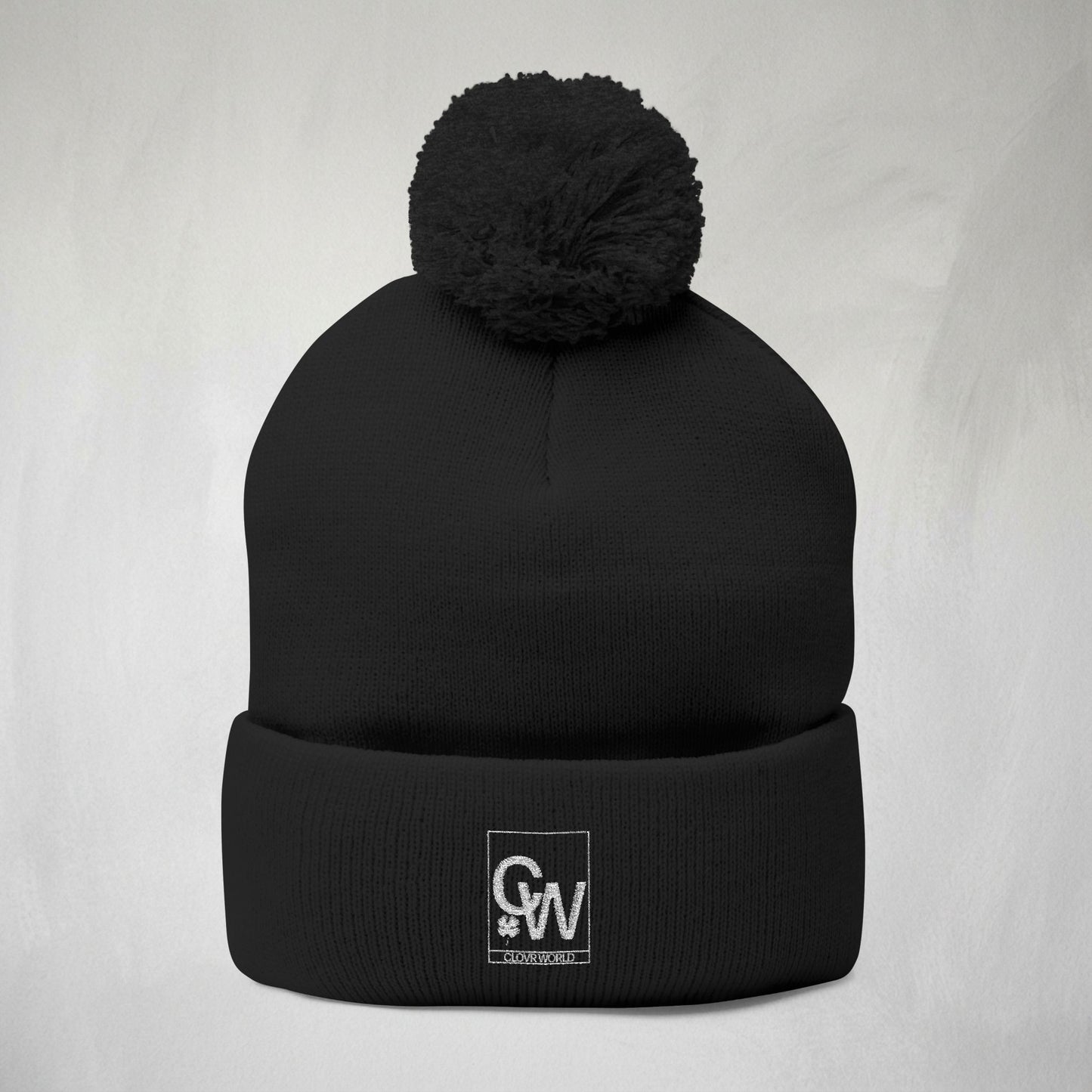 Embroidered Pom-Pom Knit Cap — Cozy Winter Beanie