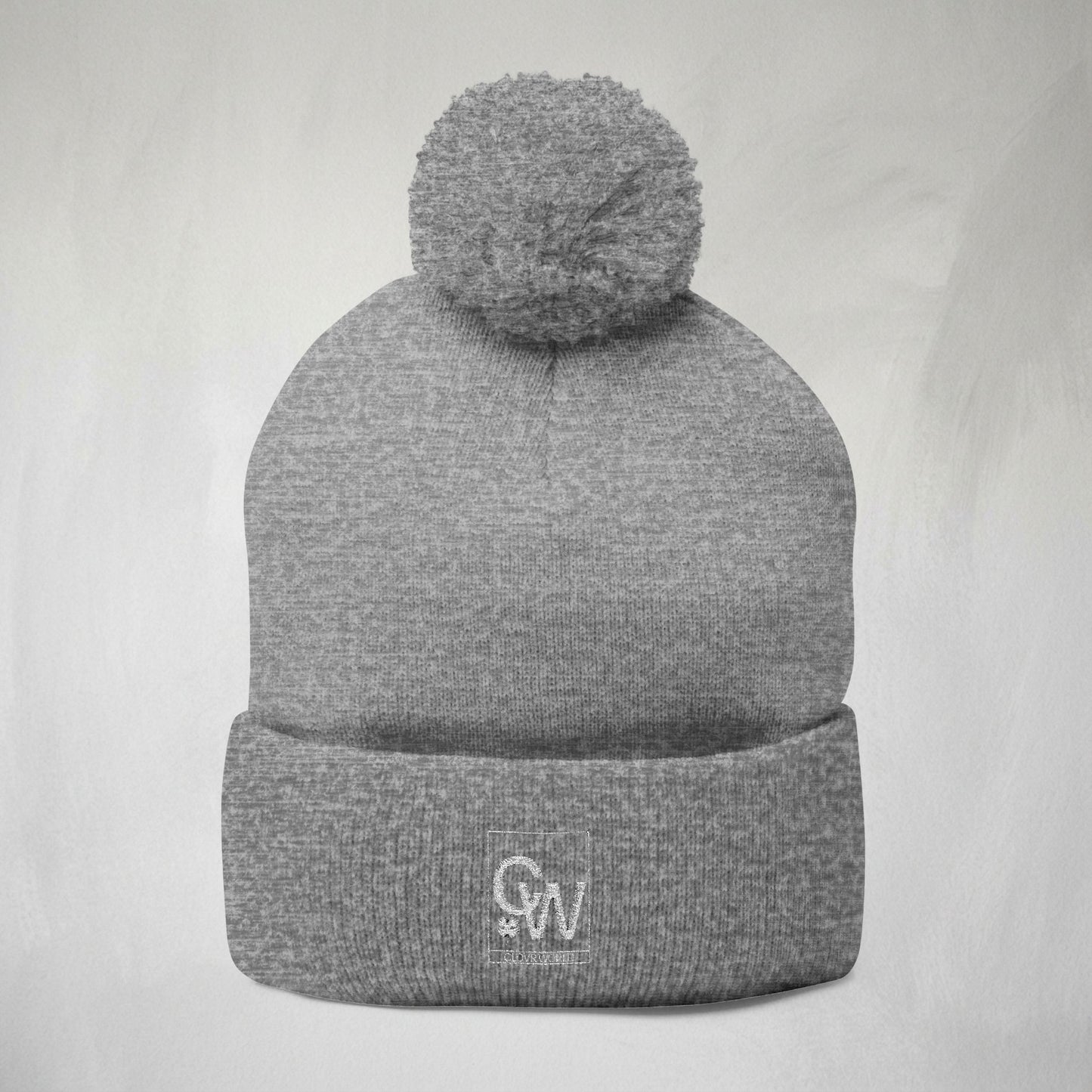 Embroidered Pom-Pom Knit Cap — Cozy Winter Beanie