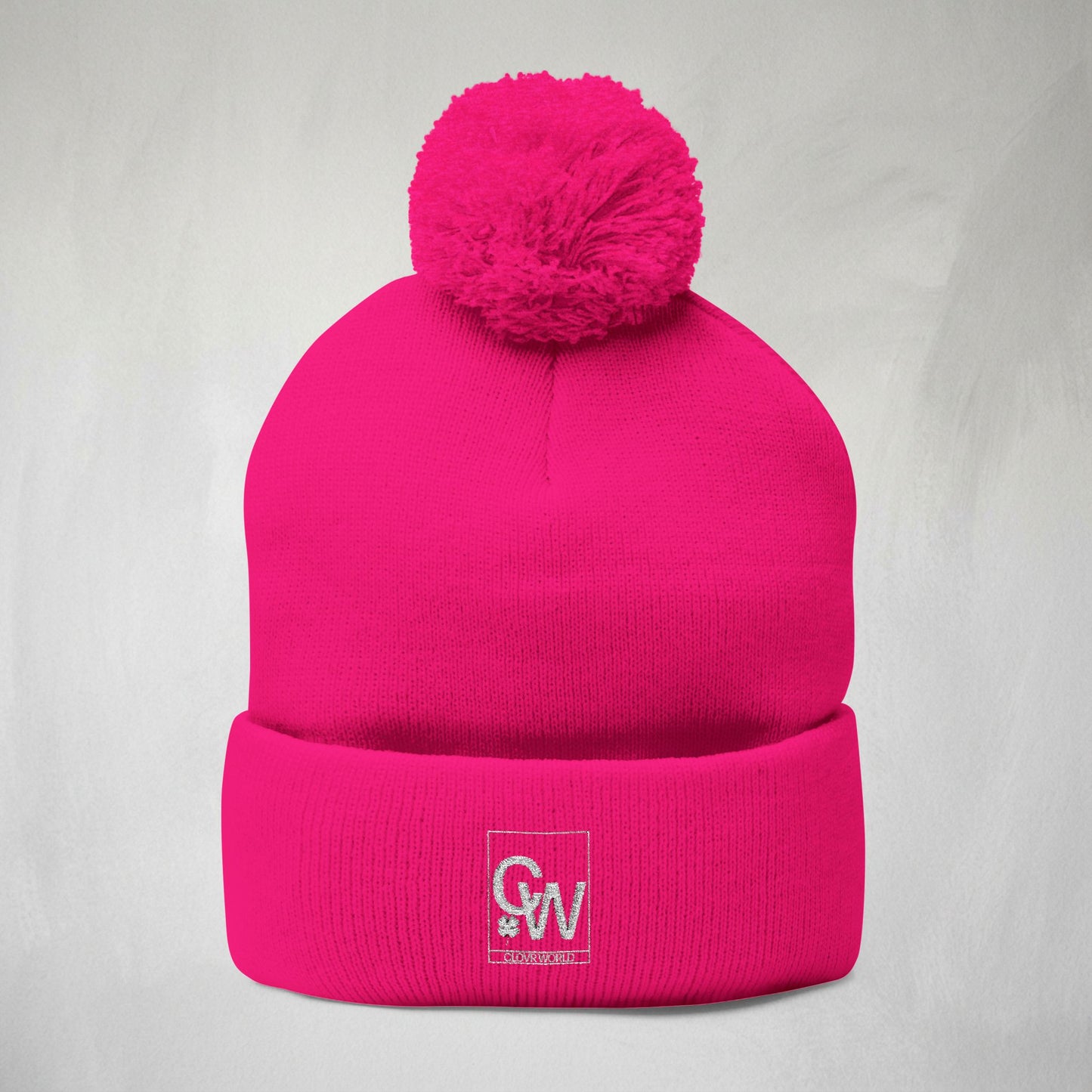 Embroidered Pom-Pom Knit Cap — Cozy Winter Beanie