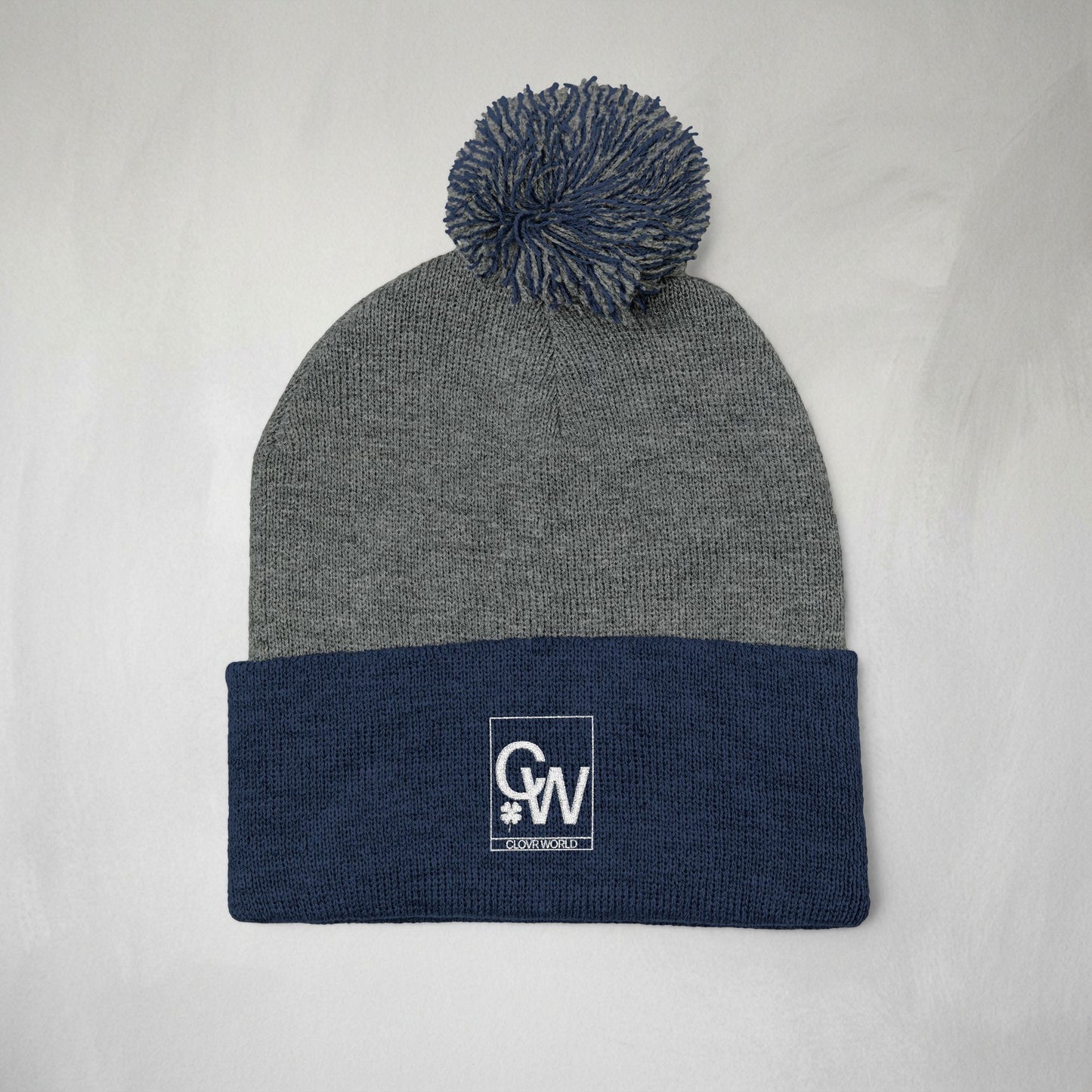 Embroidered Pom-Pom Knit Cap — Cozy Winter Beanie