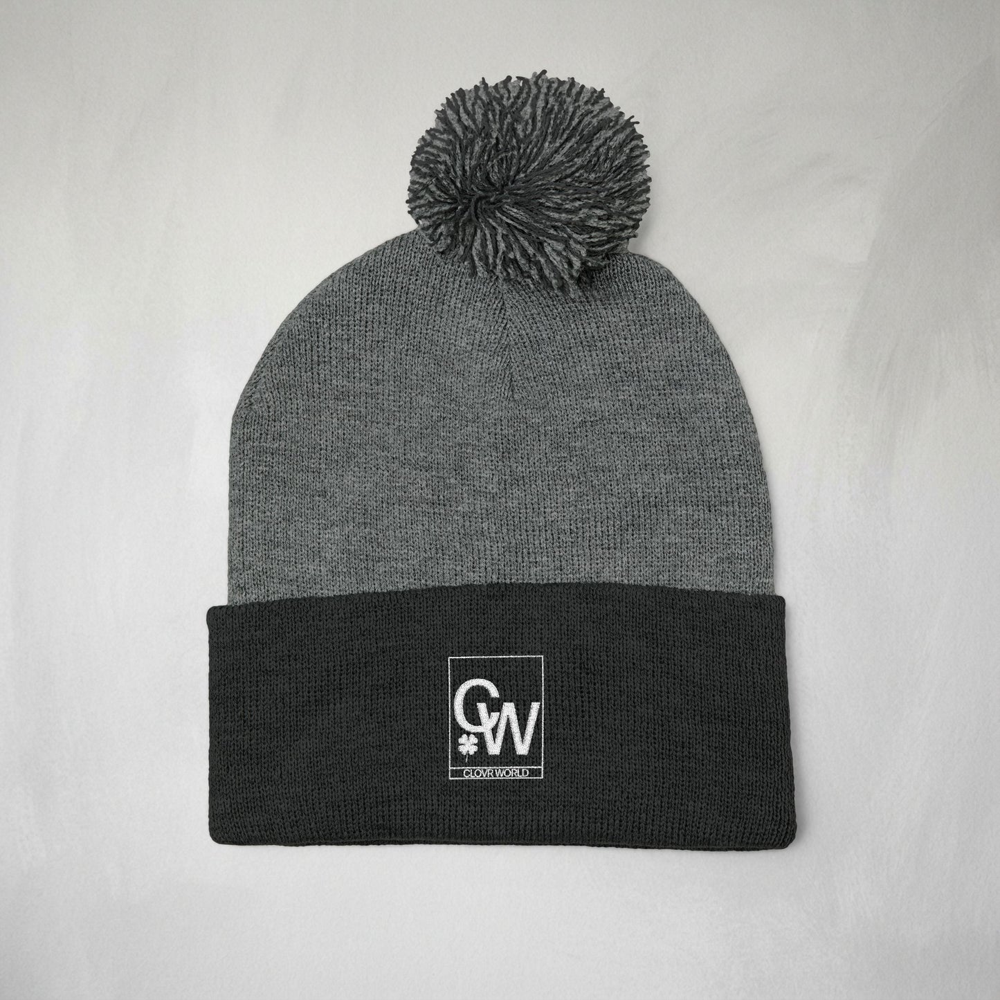 Embroidered Pom-Pom Knit Cap — Cozy Winter Beanie