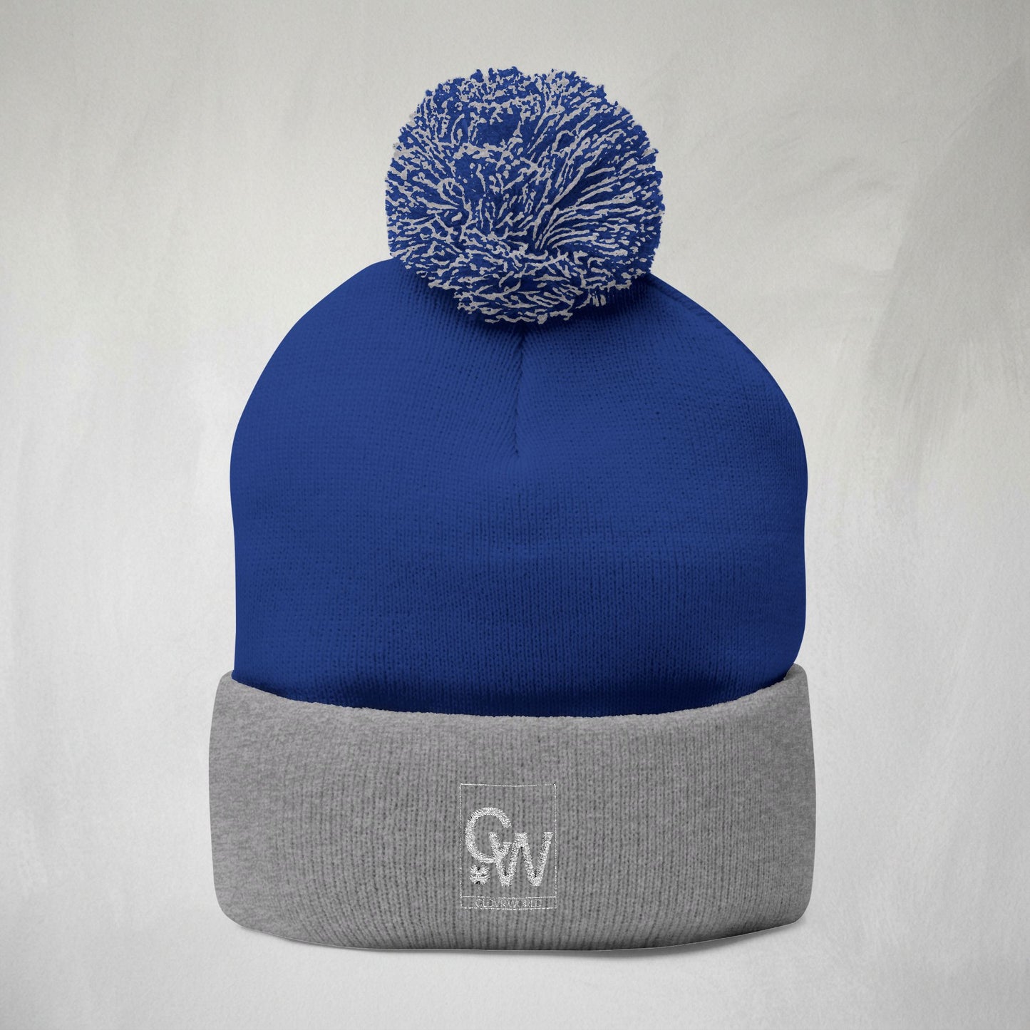 Embroidered Pom-Pom Knit Cap — Cozy Winter Beanie