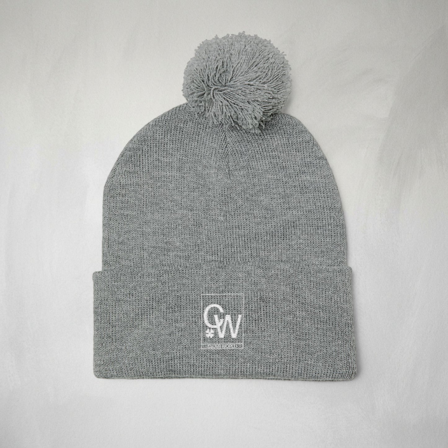 Embroidered Pom-Pom Knit Cap — Cozy Winter Beanie