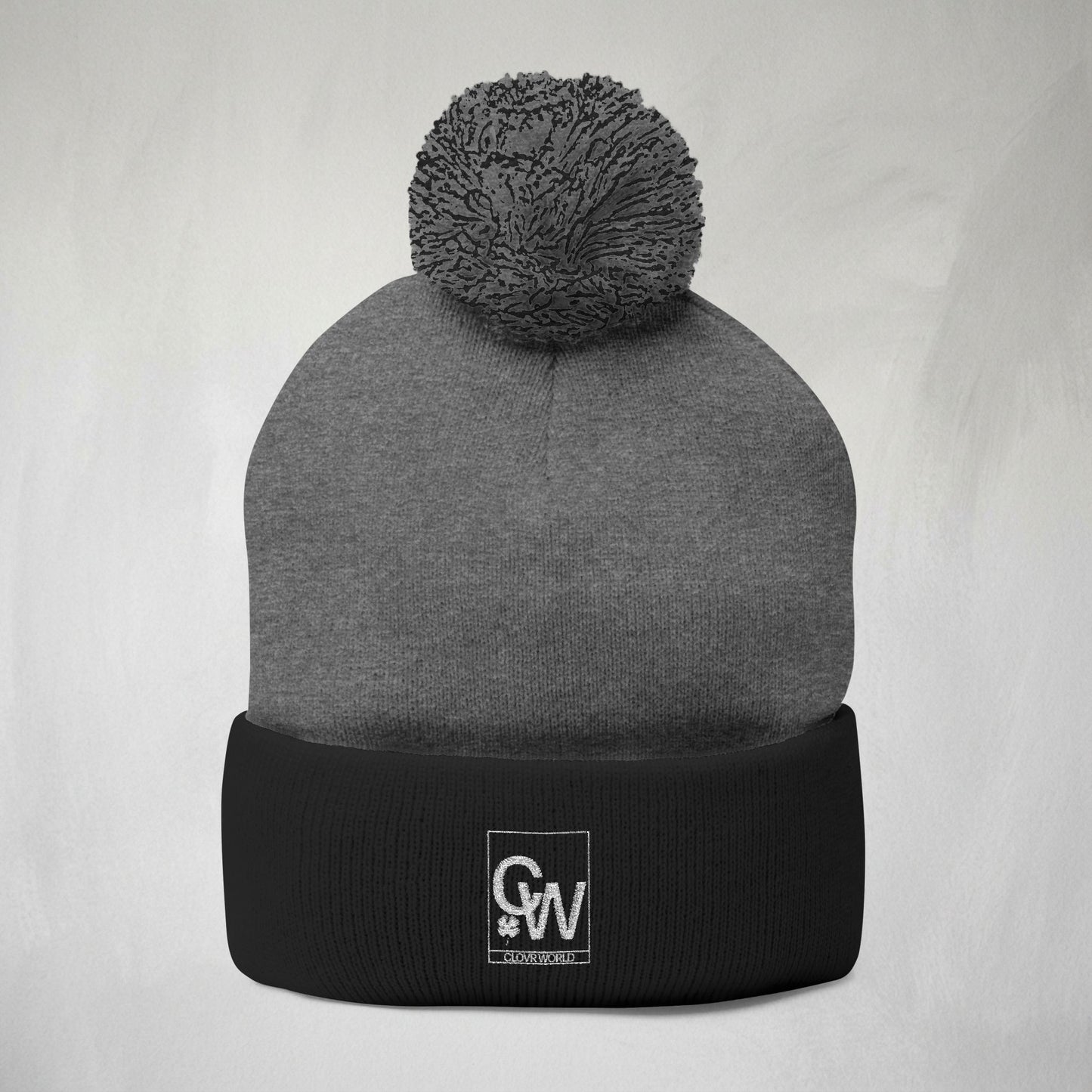 Embroidered Pom-Pom Knit Cap — Cozy Winter Beanie