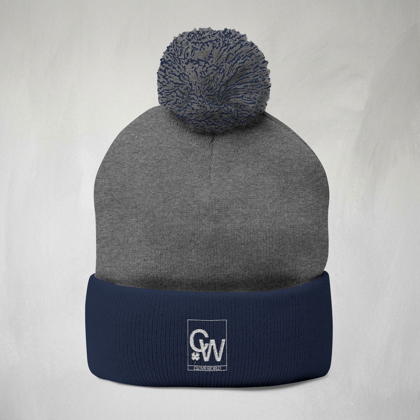 Embroidered Pom-Pom Knit Cap — Cozy Winter Beanie