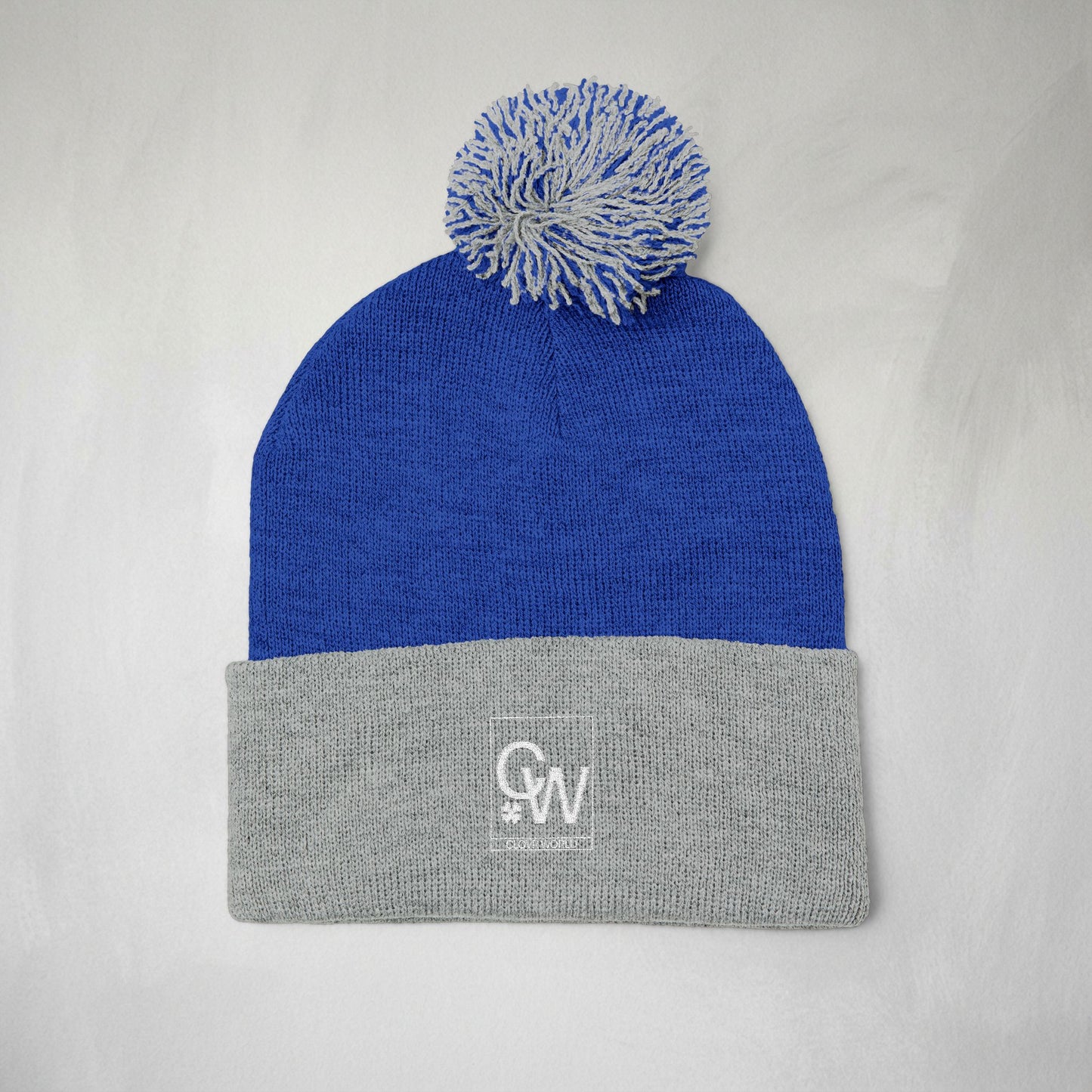 Embroidered Pom-Pom Knit Cap — Cozy Winter Beanie